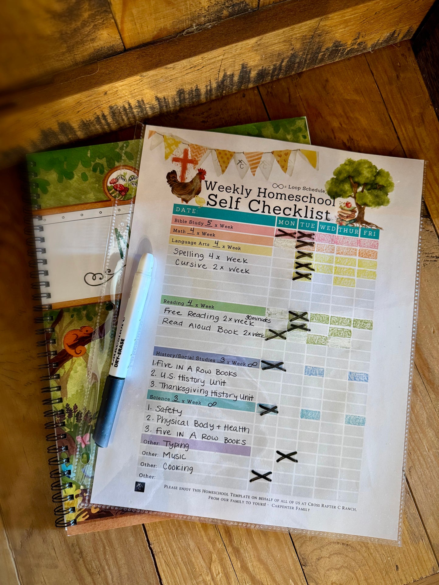 Weekly Homeschool Child Self Checklist - Downloadable PDF