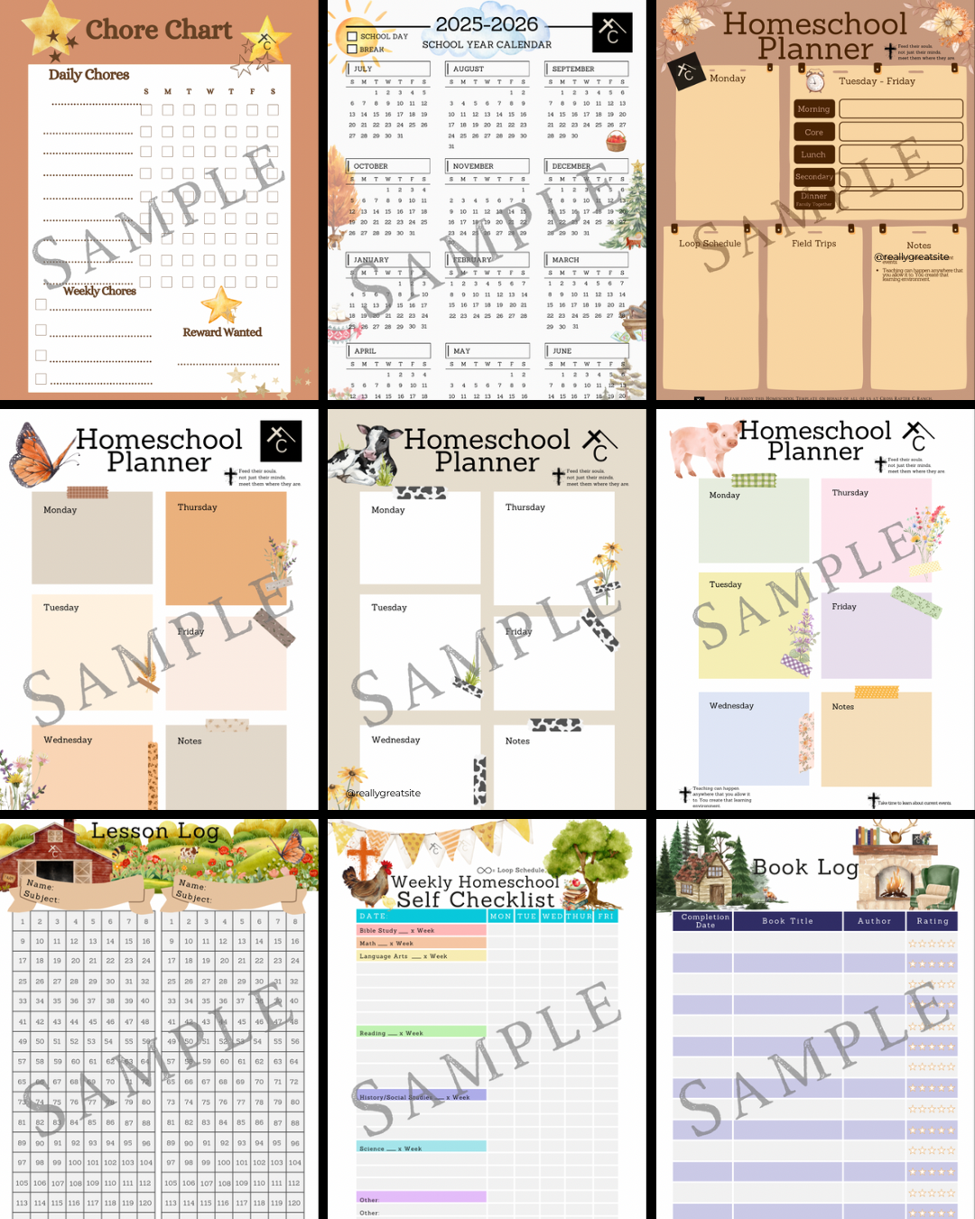 Homeschool & Chore Chart Bundle - Downloadable PDF