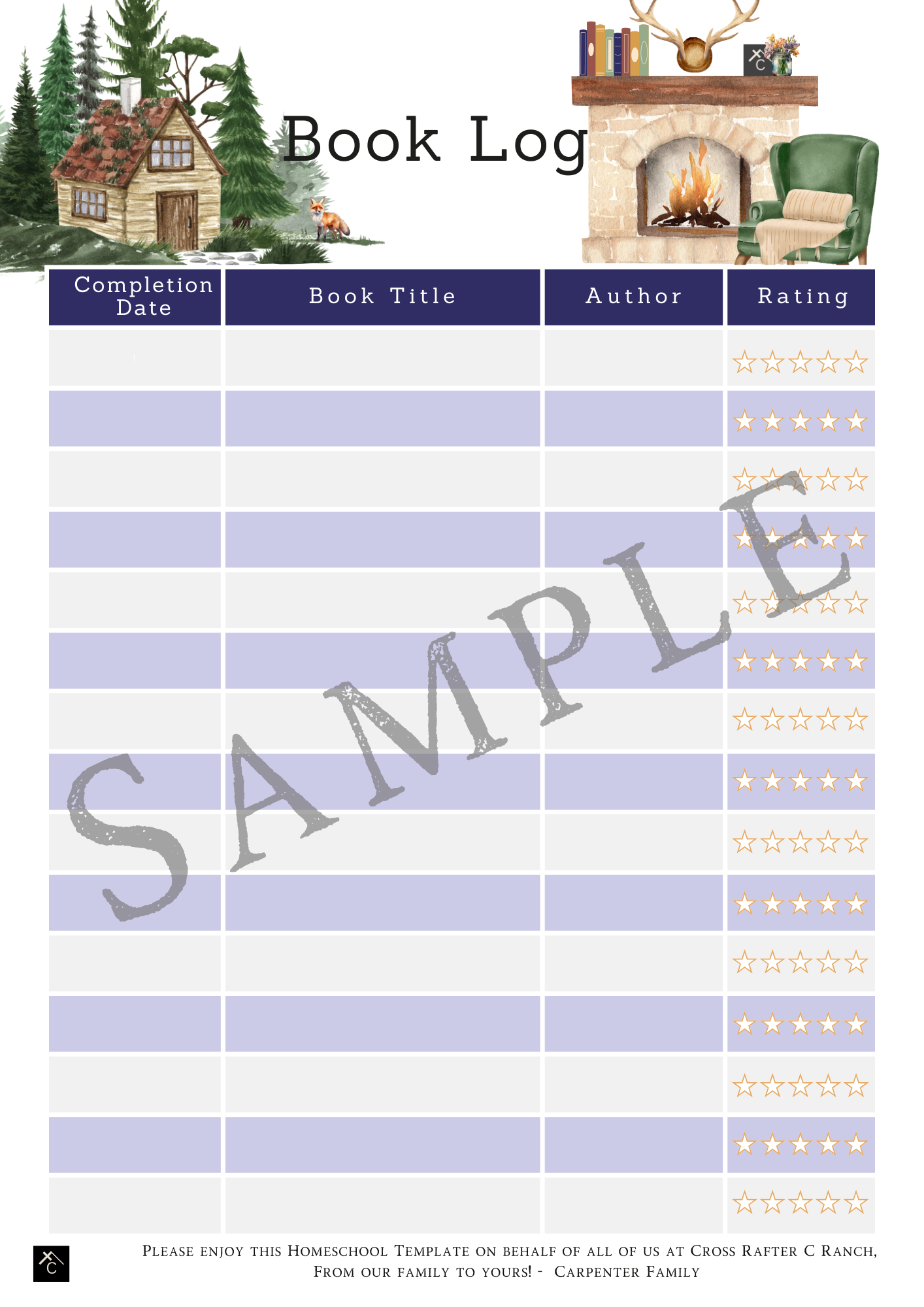 Book Log - Downloadable PDF