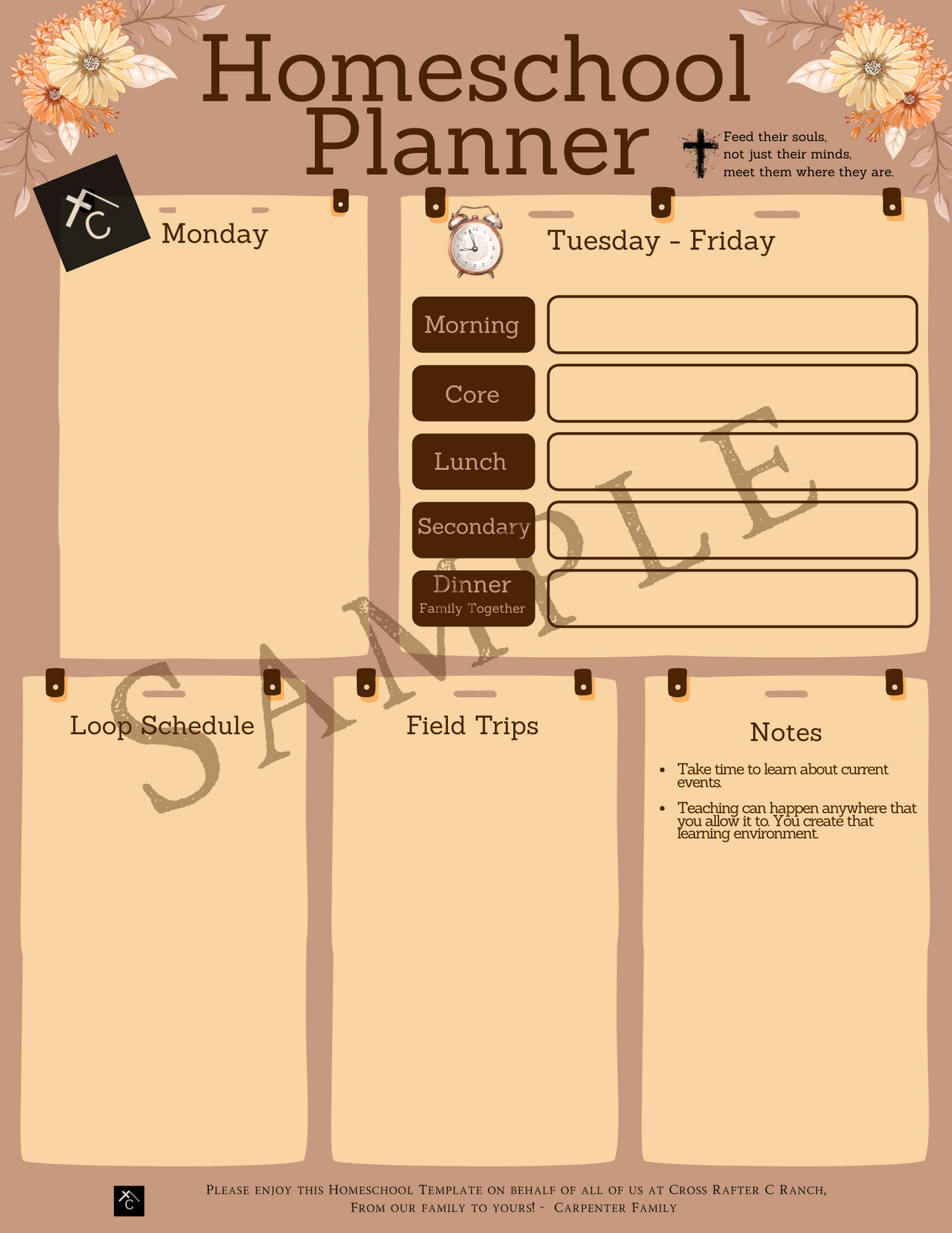 Homeschool Planner - Downloadable PDF