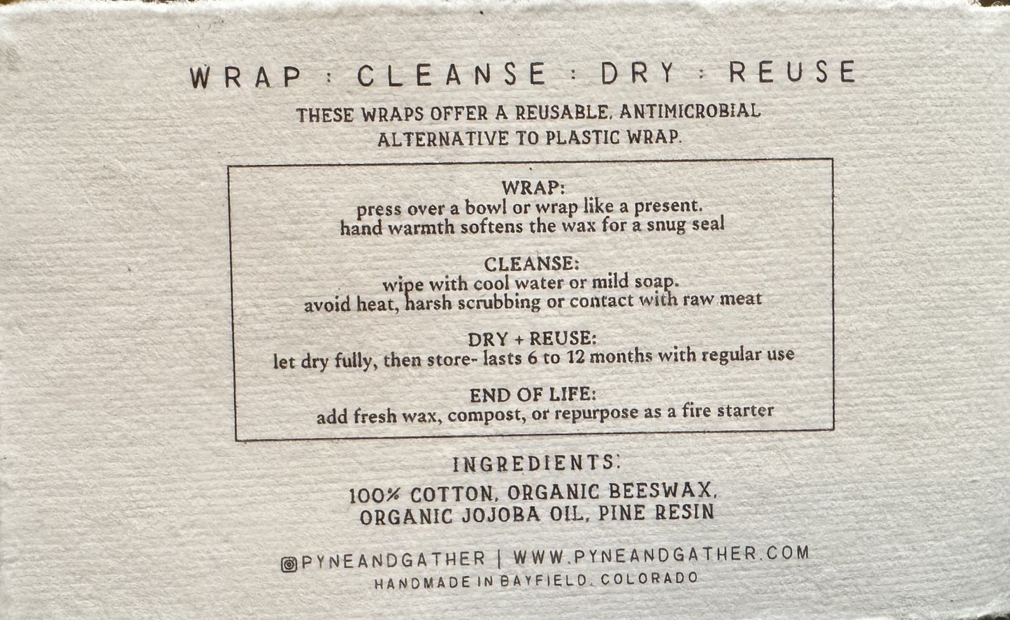 Organic Beeswax Wraps - Set of 4