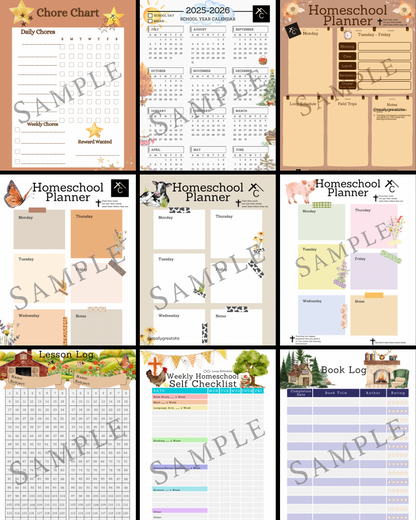 Homeschool & Chore Chart Bundle - Downloadable PDF